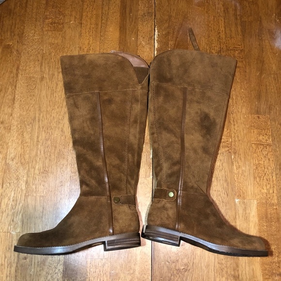 Franco Sarto Suede Caydee Wide Calf Brown Boots 4 - Picture 2 of 16